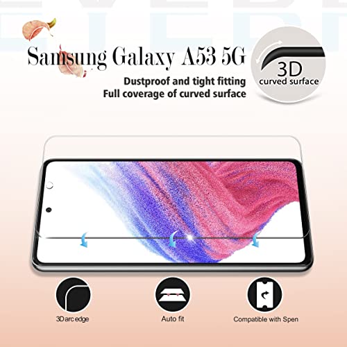 Galaxy A53 5G Premium Tempered Glass + Camera Lens Protectors By Yeyebf, [2 + 2 Pack] [Anti-Scratch] [3D Glass] [Case-Friendly] Screen Protector #TOP2