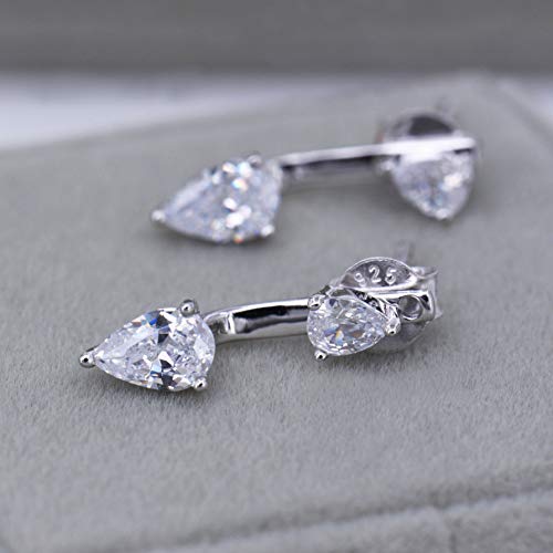 Espere KQ-E-19-001-S Double Pear Shaped Cubic Zirconia Ear Jacket Earrings In Sterling Silver Cz Front Back Earrings thumb #6