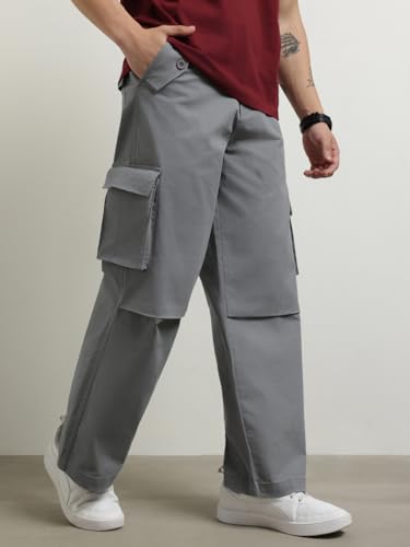 Image of Nobero Oversized Cargo Pants for Men | Oversized Fit | Multiple Cargo Pockets | Elasticated Waist | Casual & Utility Wear