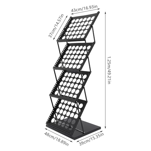 Présentoir à magazines pliable en fer avec 4 étagères - 3