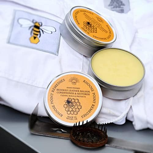 Beeswax Leather Conditioner Restorer & Polish - Hand Poured British Beeswax Balsam CLEANS SEALS and PROTECTS Handcrafted in Wales UK Rich Natural Leather Conditioner and Leather Restorer (100g)