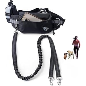 Hands Free Dog Leash – Hands Free Dog Leash for Large Dogs w/Water Bottle – Waterproof Waist Leash for Dog Walking 2 Dogs – Reflective Running Leash for Dogs- No Hands Dog Leash Waist Belt