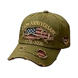 America 250th Anniversary Hat,Cowboy Hat Men Patriotic Theme Fashion Baseball Cap Cowboy Fitted Accessories Patriots Hat,Athletic Vintage Independence Day Cap Army Green One Size