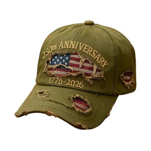 America 250th Anniversary Hat,Cowboy Hat Men Patriotic Theme Fashion Baseball Cap Cowboy Fitted Accessories Patriots Hat,Athletic Vintage Independence Day Cap Army Green One Size