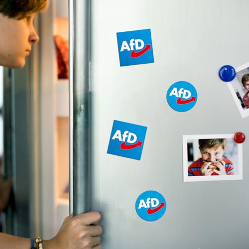100 Stück AFD Logo Aufkleber, AFD Logo Sticker 4.5cm Rund und 7.5cm Quadrat, AFD Politik Sticker, Afd Fanartikel, Hohe Qualität, für Auto Fenster Kfz Motorrad Laptop