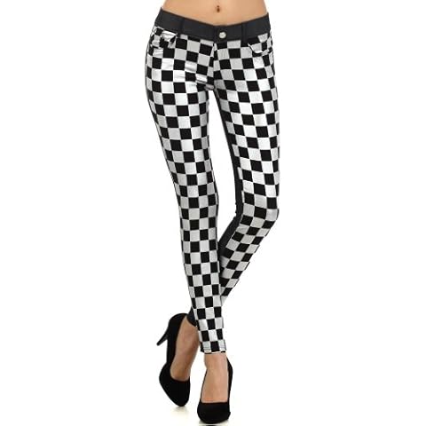 Fashion MIC Womens Jeggings Skinny Pants Multiple Styles (M/L, Checkers) Cover