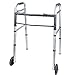 Vaunn Medical Two Button Folding Walker with Wheels, Adjustable Height and Detachable Legs
