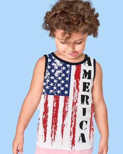 Toddler Boy Girl 4th of July Tank Cotton Kids American Flag Shirts Patriotic Outfit Independence Day Tees Top2
