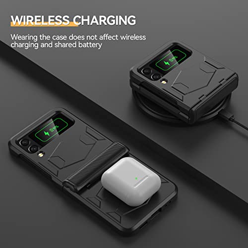 Goosebox For Samsung Galaxy Z Flip 4 Case, Mechanical Hinge Protection&Heavy Duty Shockproof Anti-Scratch Thickening Semi-Auto Hinge Full-Body Protect Shockproof Case For Galaxy Flip 4 (Black) #TOP4