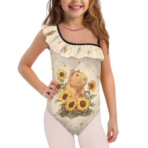 Image of Girls One Piece Swimsuits Size 3-14 Trendy Ruffle Bathing Suit Casual Hawaiian Summer Beach Swimwear