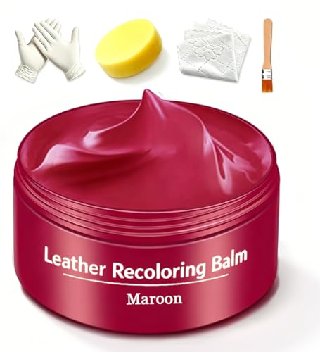 UP22YOU Leather Recoloring Balm, Maroon Vinyl Leather Color Restorer, Leather Repair Kit for Car Interior, Leather Paint, for Furniture Seat, Shoe Polish