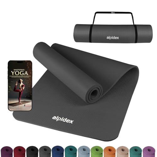 ALPIDEX Yogamatte 183 x 60 x 0.8 cm Phthalatfreie Fitness Matte E-Book Tragegurt...
