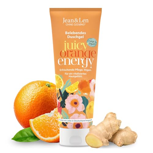 Jean & Len Duschgel Orange & Ingwer, pH-hautideal, erfrischendes Duscherlebnis, mit Orangen- und Ingwer-Extrakt, für weiche Haut, veganes Duschgel, ohne Parabene & Silikone, 250 ml
