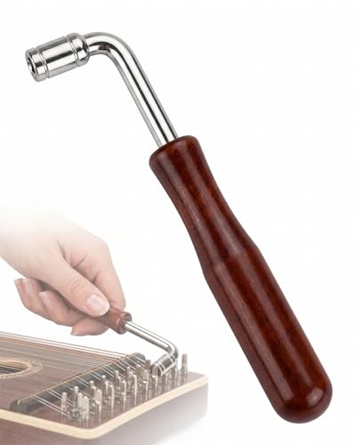AEUXZA Llave de Afinación para Piano en Forma de L, Herramienta de Afinación con Mango de Madera para Guzheng y Cítara, Martillo de Reparación Profesional para Instrumentos de Cuerda