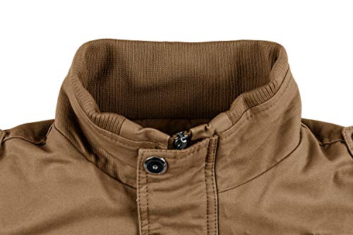 Kefitevd Winterjas, voor heren, legerjas, gevoerd pilotenjack, warm overgangsjack met fleece aan de binnenkant, US veldjack, retro bomberjack, effen kleur - Image 5