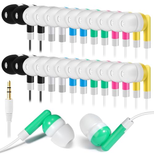 Flutesan 120 Pack Wired Earbuds Bulk for Classroom Student Ear Headphones