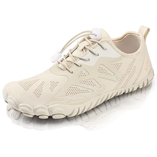Barefoot Shoes Men Women Water Shoes Wide Lightweight Walking Shoes(New Beige,5.5UK)