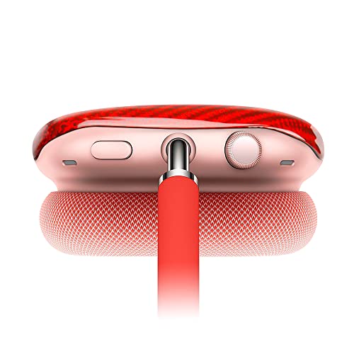 Monocarbon Genuine Carbon Fiber Case For Airpods Max Headphones, With Covers Apple Headphone Cases Ultra Protective (Glossy Red) #TOP2