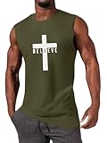 iudam Men's Novelty Tanks Tops Jesus Christian Shirts Sleeveless Gym Workout Shirts Tank Tops（Army Green,M）