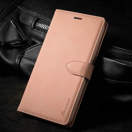 Étui portefeuille iPhone 13 Pro Max en cuir rose doré avec fentes pour cartes - 2