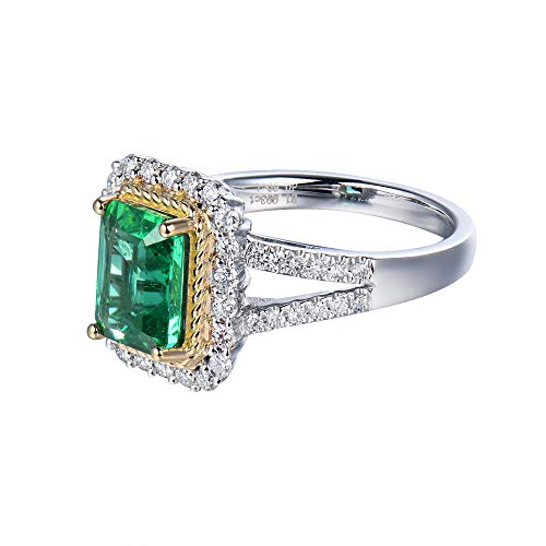 Lanmi Beautiful Natural Green Emerald Ring Solid 14K White Yellow Gold Engagement Wedding Diamonds Rings For Women Promotion #TOP2