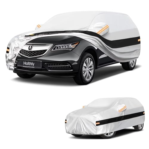Image of 10 Layers SUV Car Cover Custom Fit for Acura MDX (2007-2026), Waterproof All Weather for Automobiles, Outdoor Full Cover Sun Dust Rain Protection with Cotton. Silver