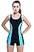Women's Wide Strap Boyleg Scoopback Slimming One Piece Athletic Swimsuit Swimwear