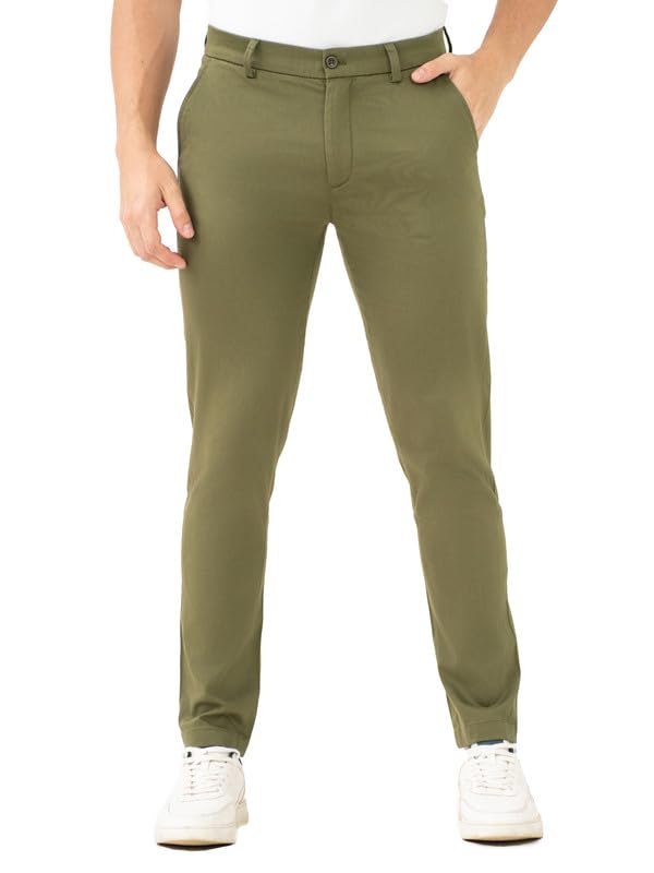Image of The Pant Project Luxury Cotton Chinos Pants for Men | Stylish Slim Fit Men's Wear Trousers for Office or Party | Mens Fashion Dress Trouser with 2 Way Stretch