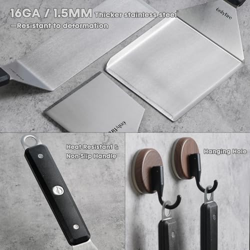 Espátula y raspador para plancha de acero inoxidable miniatura 3