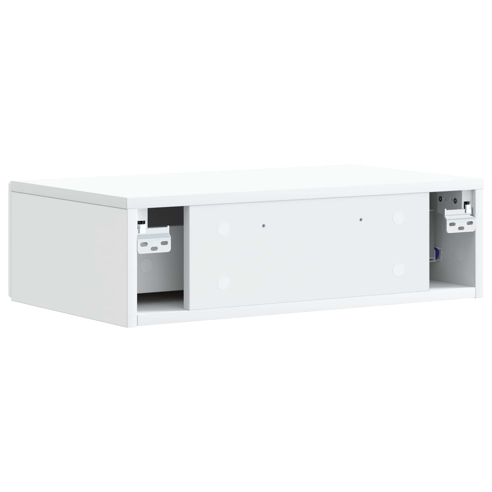 Tavolino da parete in legno bianco, 59 x 34,5 x 17 cm, con cassetto, per soggiorno, ufficio, corridoio, versatile come ripiano e organizer