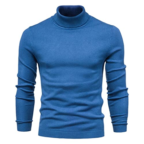 Pull à col roulé mince en coton tricoté couleur unie pour homme