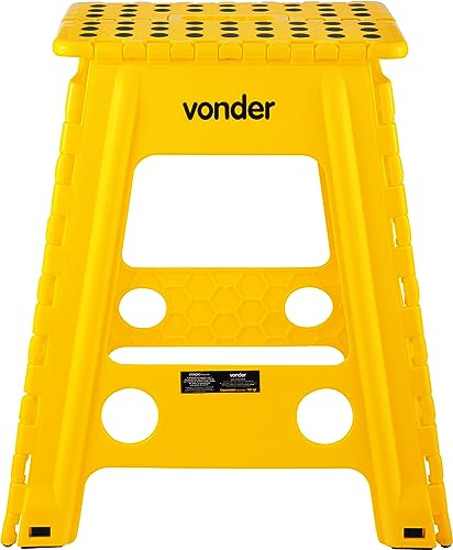 Banqueta Plástica Dobrável Amarela Altura 450 mm Vonder