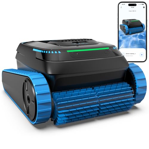 BOTLUXE Cordless Robotic Pool Cleaner, 5,000 GPH with 150μm Filter, Floor/Wall/Waterline Cleaning, Smart Zigzag Navigation, 5,200mAh Battery, App-Controlled Presets for Inground & Above Ground Pools
