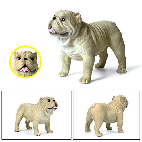 Hiawbon Dog Figurine Simulated Dog Realistic Plastic Animals For Collection Science Educational Prop (White Bulldog) #TOP2