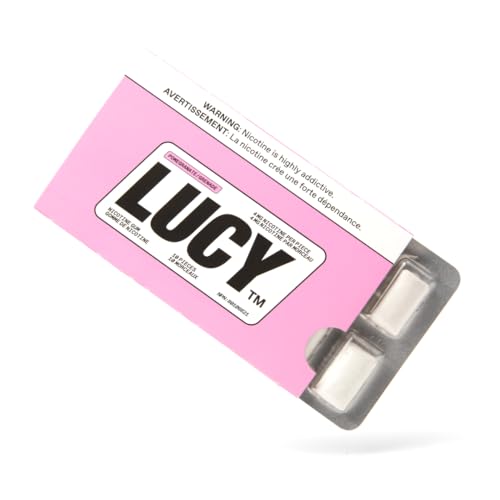 LUCY™ Nicotine Gum 4mg, 100 Count, Pomegranate - Health Canada Natural Health Product NPN 80108821 - NRT Stop Smoking Aid, Reduce Withdrawal Symptoms & Cravings