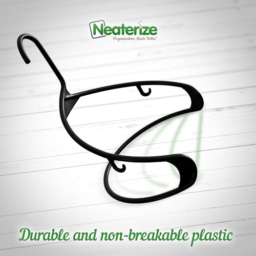 Neaterize PH20 - BLACK Clothes Hangers Plastic 20 Pack - Black Plastic Hangers - Makes The Perfect Coat Hanger And General Space Saving Clothes Hangers For Closet thumb #3
