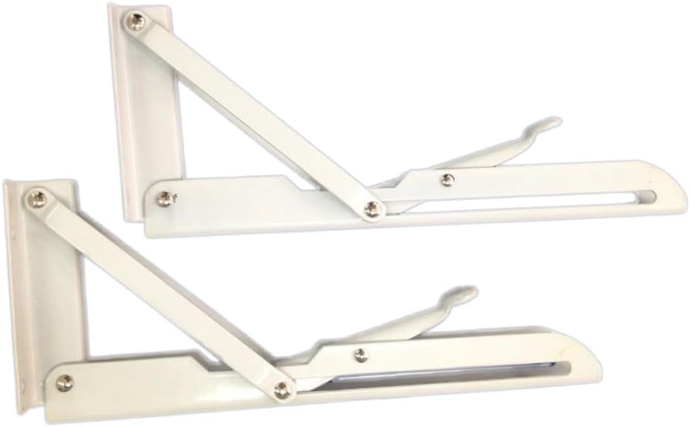 2pcs Stainless Steel Bracket for Shelves Tables Wall-Mounted Folding Support and Spring-Loaded Design