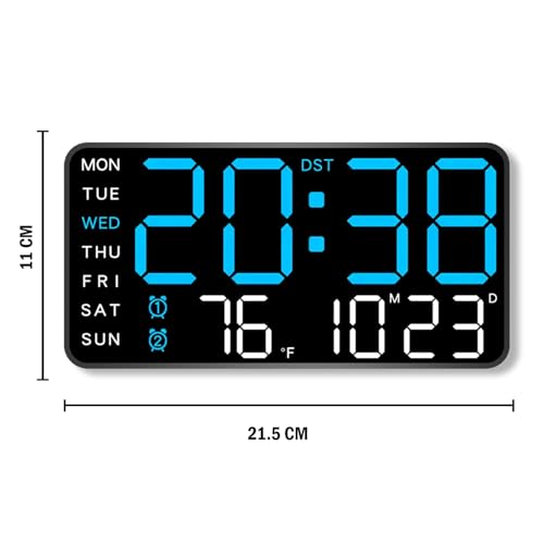 Image of Sehaz Artworks Digital Alarm Clock for Living Room Stylish | Electric Digital Wall Clock for Hall |Alarm Clock for Heavy Sleepers |Table Clock for Home | Alarm Clock for Bedroom |Digital Watch - Blue