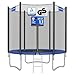 SONGMICS Kinder Outdoor Trampolin Ø 183 cm, Außenschutznetz, Sicherheitskissen, Leiter, 180 cm hohe gerade Stange, Stahlrahmen, schwarz und blau STR061Q01