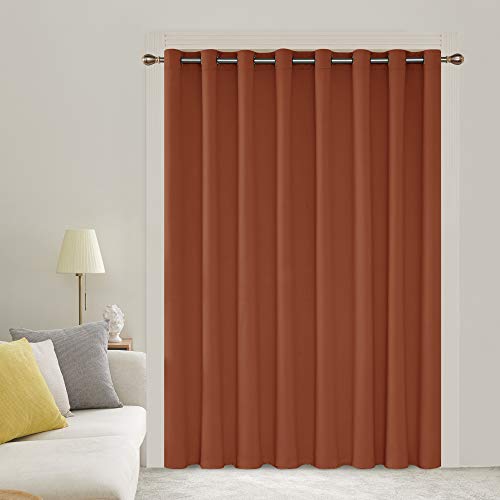 Image of Deconovo Patio Door Room Divider Panel Blackout Grommet Thermal Insulated Window Curtain for Outdoor, 100W X 84L, Orange Red