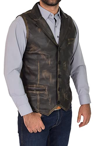 Chaleco de cuero real para hombre que soluciona el desgaste de ropa 3