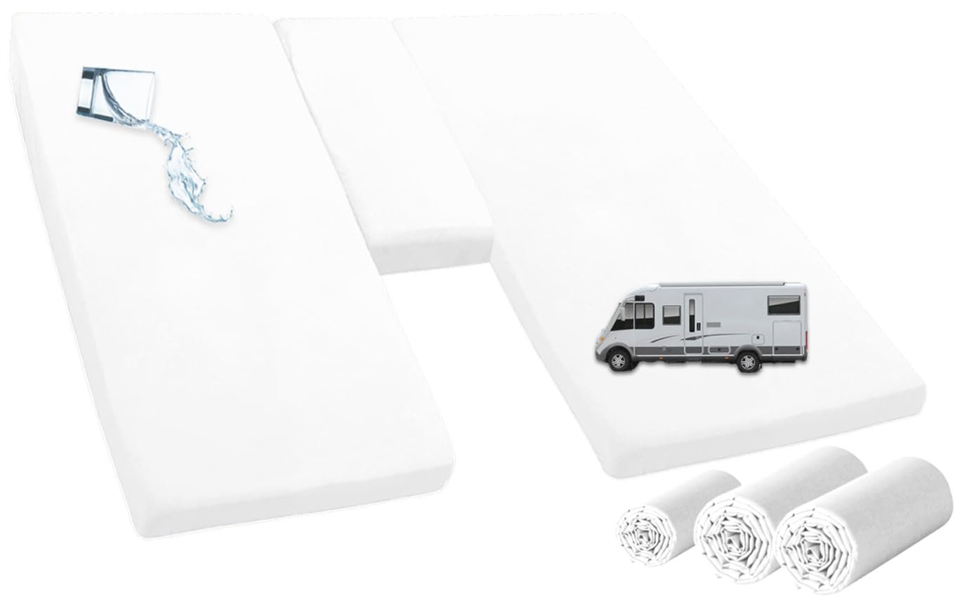 Wohnmobil Wohnwagen Heckbett Spannbetttuch-Set 3-teilig 2 Längsbetten + Mittelteil von Castejo (Glänzend)
