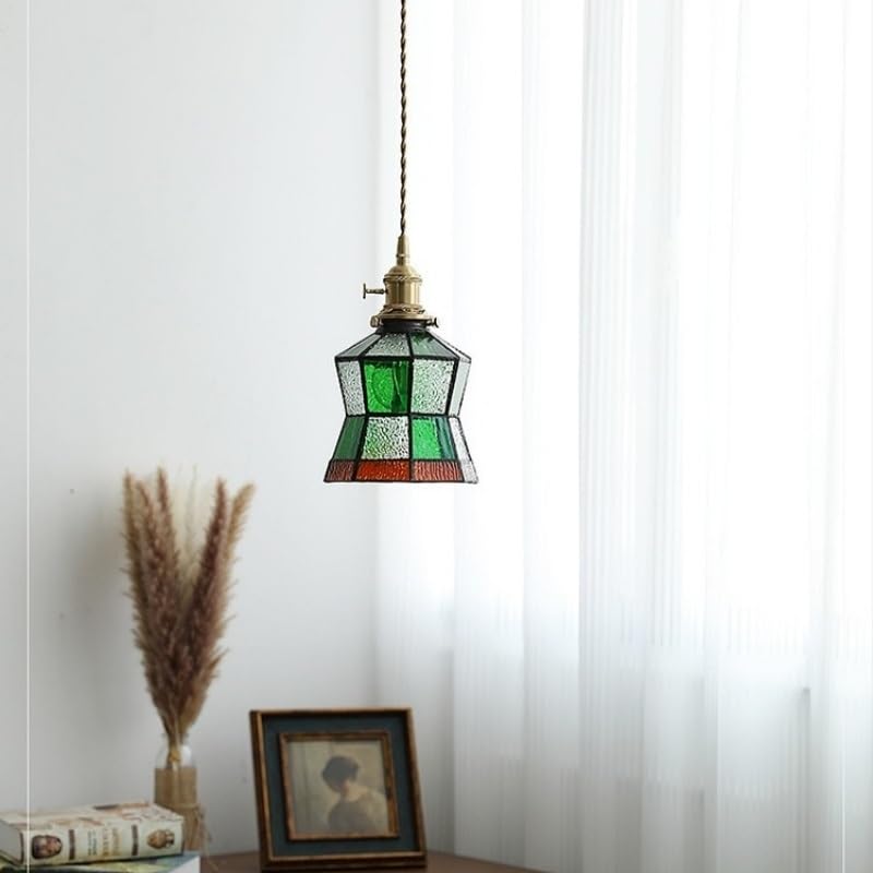 Pendentif LED cuisine île vintage luminaire suspendu verre rétro vert chambre