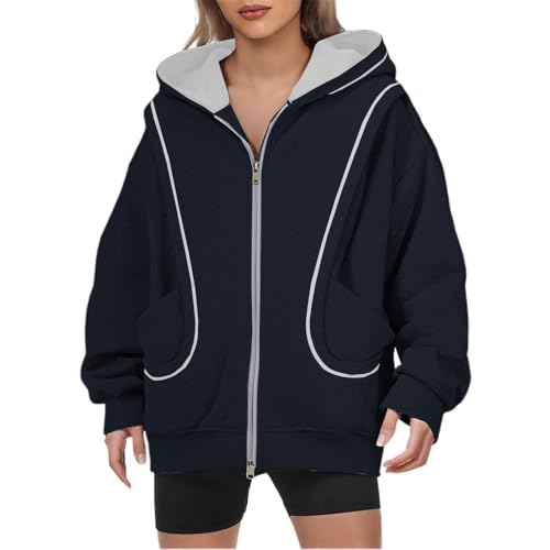 Sweat à capuche surdimensionné femme manches longues et poches haut