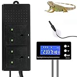 XIEHUZA Digital Dimming Thermostat, Day & Night Timer Reptile Temperature Controller, PID Dimmer Thermostat Socket for Incubation, Heat Lamp, Terrarium, Aquarium with Waterproof Sensor Probe