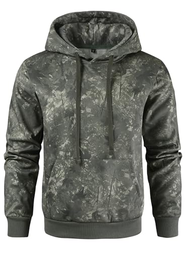 Leidowei Men's Camo Outfitter Fleece Hoodie Pullover Long Sleeve Casual Sweatshirt with Pocket Army Camouflage XXXL
