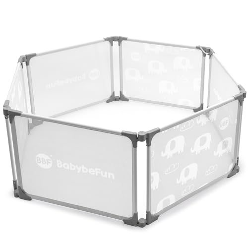 BabybeFun Laufstall Baby – 6-teilig & erweiterbar –...