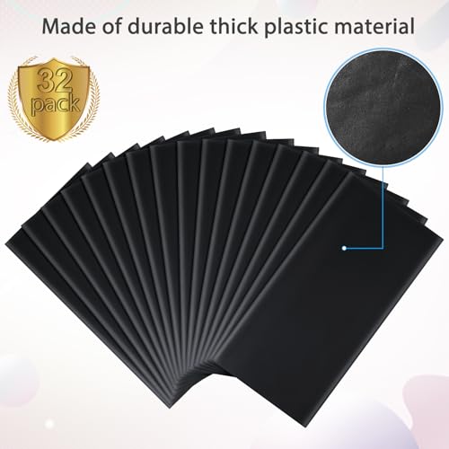Image of 32 Pack Black Plastic Tablecloth for Rectangle Tables, Premium Decorative Black Disposable Table Cloths for Parties, Bulk Rectangle Party Table Cover for Birthday, Wedding, Anniversary, 54 x 108 Inch