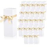 Qilery 24 Pcs Christmas Gift Boxes for Sublimation Tumblers Gift Box with Ribbon for 12oz, 20oz, 30oz Heat Press Sublimation Blanks Tumblers Skinny Tumbler Boxes for Shipping Wrapping(White)