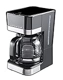 Miho CM-127E 12 Cups Programmable Drip Coffee Maker with Digital Display, Space Saver Machine, Keep Warm, Includes Reusable Filter Basket and Spoon, Black